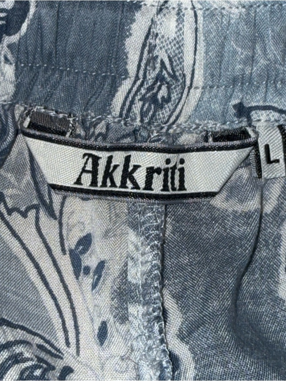 Akkriti by Pantaloons Modal Blue Floral Paisley Wide-Leg Pants Women’s Large - Picture 8 of 10
